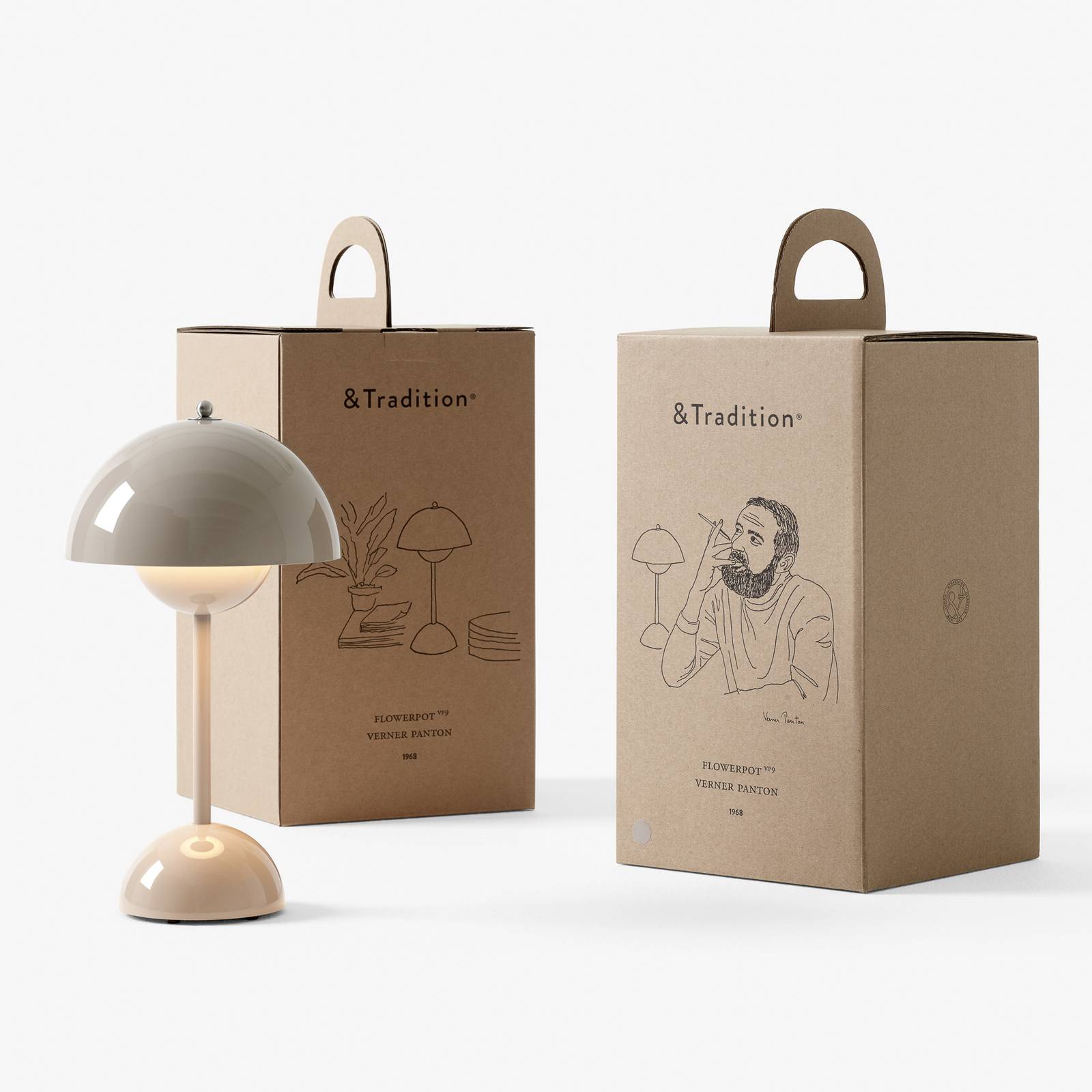 &TRADITION LED-Akku-Tischleuchte Flowerpot VP9, grau-beige &TRADITION LED-Akku-Tischleuchte Flowerpot VP9, grau-beige von &Tradition