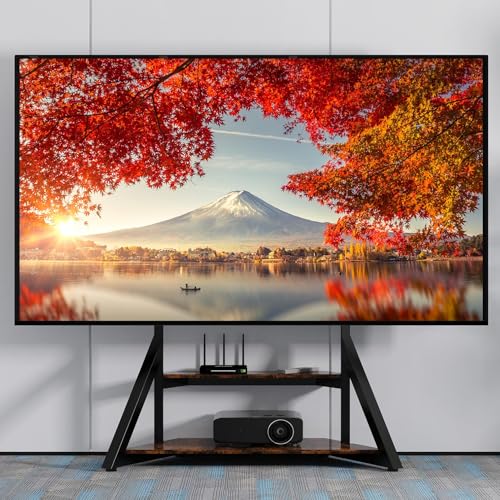 unho TV Ständer Höhenverstellbar, TV Standfuss Universal Fernsehstand mit AV-Ablagen für 65"–100", VESA 800x600mm, bis Max 100kg von unho