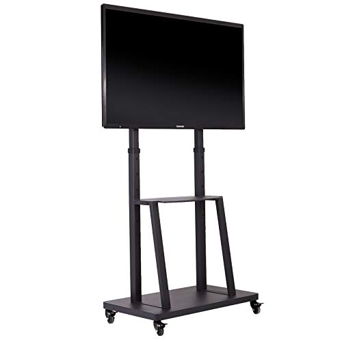 unho Universal TV Ständer mit Rollen, TV Wagen Fernsehständer Rollbar Höhenverstellbar, Extra Stabil TV Standfuss mit AV-Ablagen für 32"–80", VESA 600x400mm, bis Max 65kg von unho