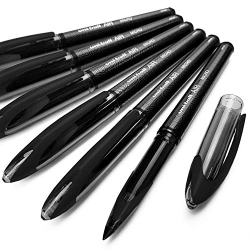 6 schwarze Uni-Ball-Air-Micro-Tintenroller mit 0,5 mm feiner Spitze - UBA-188-M von Uni-Ball