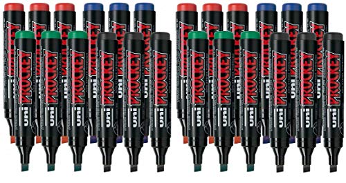 Flipchartmarker uni PROCKEY, 3-6mm Keil (24er-Pack sortiert) von Uni-Ball