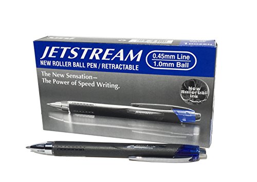 Uni-Ball 789107 Jetstream Tintenroller mit Druckmechanik 1,0 mm F-Spitze 0,45 mm Strichbreite 12 Stück blau von uni-ball