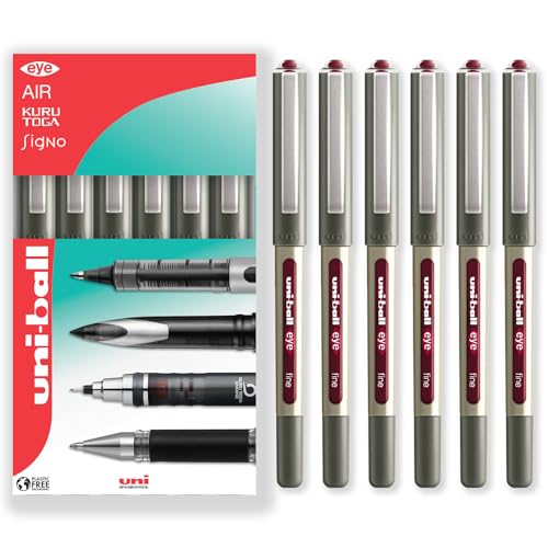 Uni-Ball EYE - UB-157 Rollerball Pens - 0.7mm Nib - Red Wine - Pack of 6 von Uni-Ball