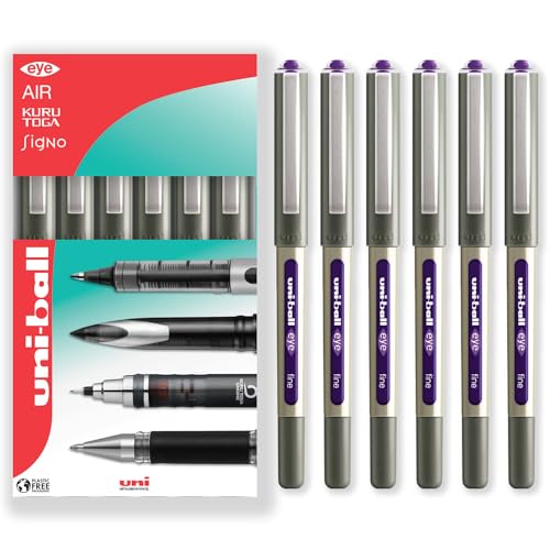 Uni-Ball EYE - UB-157 Rollerball Pens - 0.7mm Nib - Violet - Pack of 6 von Uni-Ball