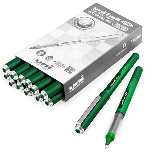 Uni -Ball Eye UB-157D Designer Tintenroller mit flüssiger Tinte, 0,7 mm Spitze, Grün, 12 + 2 Stück Uni -Ball Eye UB-157D Designer Tintenroller mit flüssiger Tinte, 0,7 mm Spitze, Grün, 12 + 2 Stück von Uni-Ball