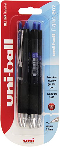 Uni-Ball Signo Gel 207 Tintenroller versenkbare Mine 5 Stück blau von Uni-Ball