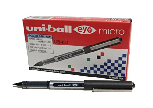 Uni-Ball UB150 Eye Tintenroller Mikro 0,5 mm Spitze 0,2 mm Strichbreite 12 Stück schwarz von uni-ball