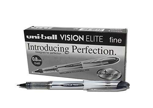 Uni-Ball UB200 Vision Elite Tintenroller 0,8 mm Spitze 0,6 mm Strichbreite 12 Stück schwarz von uni