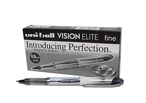 Uni-Ball UB200 Vision Elite Tintenroller 0,8 mm Spitze 0,6 mm Strichbreite 12 Stück schwarz von Uni-Ball