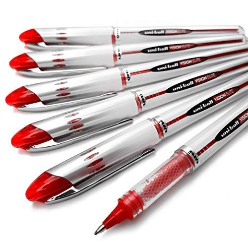Uni-Ball Vision Elite UB-200 Tintenroller mit flüssiger Tinte, 6 Stück rot von Uni-Ball