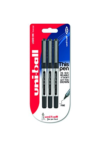 Uni-ball 153486285 UB-150ye Micro Kugelschreiber, Uni Super-Tinte, 0.5 mm Spitze, 3 Stück schwarz von uni-ball