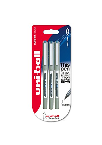 Uni-ball 153486302 UB-157ye Fine Kugelschreiber, Uni Super-Tinte, 0.7 mm Spitze, 3 Stück blau von Uni-Ball