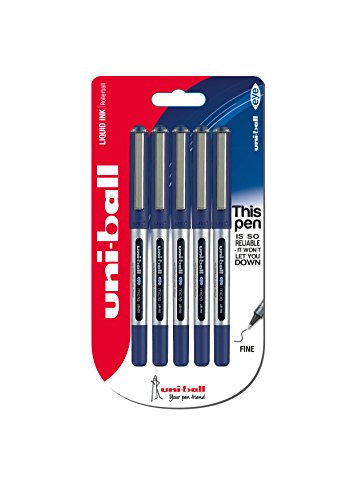 Uni-ball 153544670 UB-150ye Micro Kugelschreiber, Uni Super-Tinte, 0.5 mm Spitze, 5 Stück blau von uni-ball