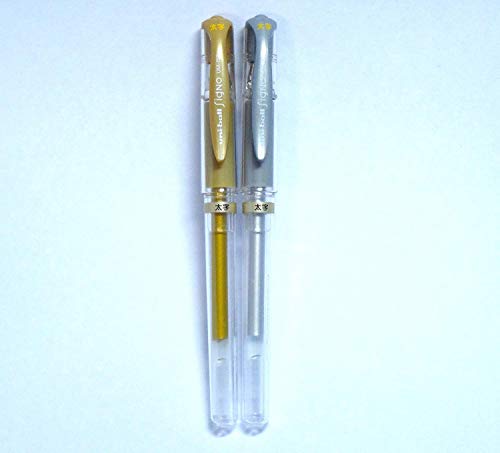 Uni-ball Signo Broad UM-153 Gel Ink Pen, Gold & Silver, 2 pens per Pack (japan import) [Komainu-Dou Original Package] by Uni-ball von uni-ball