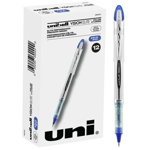 Vision Elite Roller Ball Stick Waterproof Pen, Blue Ink, Bold von uni-ball