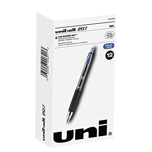 uni-ball 1790896 Signo Gel 207 Roller Ball Retractable Pen Blue Ink Bold Dozen (Open Stock) von uni-ball