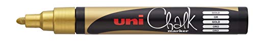 uni-ball 186210 - Fenster- & Kreidemarker UNI CHALK PWE-5M, 1,8 - 2,5 mm, Rundspitze, gold von uni-ball