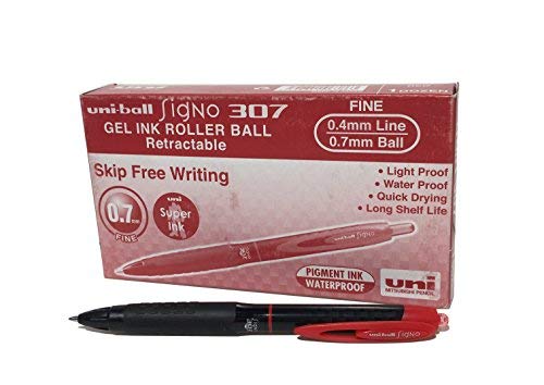 uni-ball 190371000 UMN-307 Signo 307 RT Gelschreiber, Gel-Tinte, Tintenroller, 12 Stück rot von uni-ball