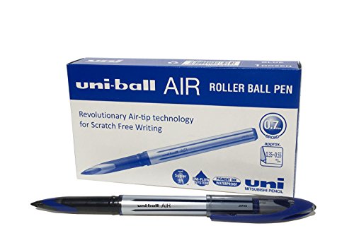 uni-ball 190512000 UB-188-L Air Kugelschreiber, blaue Super-Tinte, fälschungssicher, Füllfederspitze, 12 Stück von uni-ball