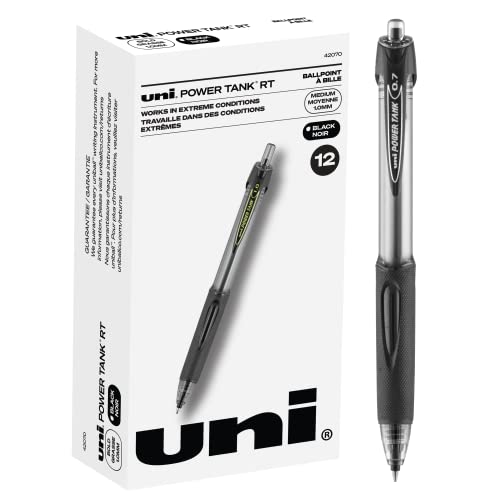 PowerTank RT schwarze Stifte, 1,0 mm dicke Stifte, 12 Stück, ähnlich wie Gelstifte, Kugelschreiber, Kugelschreiber, einziehbar, Bulk-Tintenstifte, Bürobedarf, Buntstifte, Stifte, feine Spitze, glattes von uni-ball