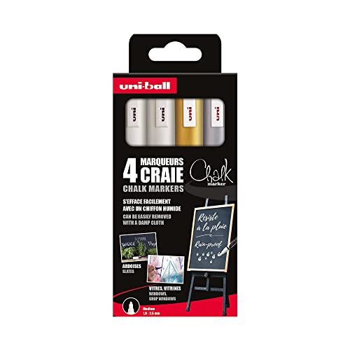 Uni-Ball 186202 - Fenster- & Kreidemarker Set, 4 Chalk Marker PWE-5M, Kreidestifte 1,8-2,5 mm Rundspitze Uni-Ball 186202 - Fenster- & Kreidemarker Set, 4 Chalk Marker PWE-5M, Kreidestifte 1,8-2,5 mm Rundspitze von Uni-Ball