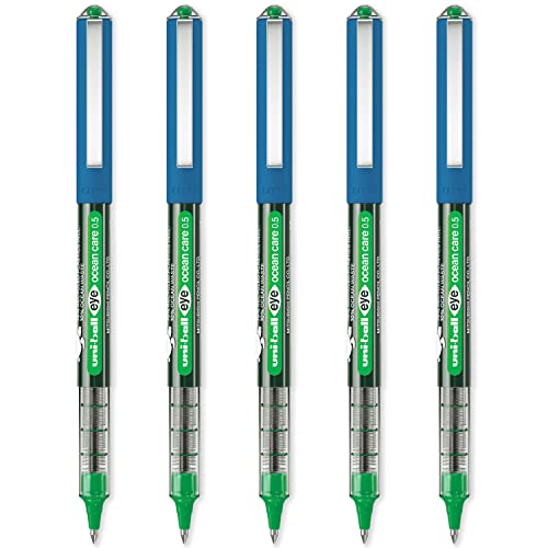 uni-ball Eye Ocean Care UB-150ROP Tintenroller – Micro 0,5 mm Kugelschreiber für super glattes Schreiben, Zeichnen, Kunst, Handwerk und Ausmalen – farbecht, wasserfest, 5 Stück grüne Tinte uni-ball Eye Ocean Care UB-150ROP Tintenroller – Micro 0,5 mm Kugelschreiber für super glattes Schreiben, Zeichnen, Kunst, Handwerk und Ausmalen – farbecht, wasserfest, 5 Stück grüne Tinte von Uni-Ball