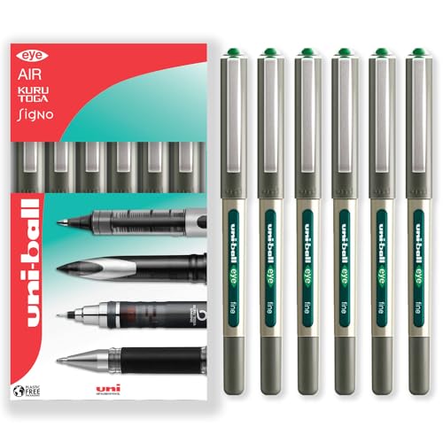 uni-ball Eye UB-157 Tintenroller, 0,7 mm Spitze, in Geschenkverpackung, Grün, 6 Stück von Uni-Ball