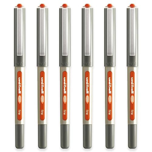 uni-ball Eye UB-157 Tintenroller, 0,7 mm Spitze, Orange, 6 Stück von uni-ball