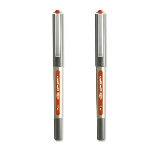 uni-ball Eye UB-157 Tintenroller, 0,7 mm Spitze, orangefarbene Tinte, 2 Stück von uni-ball