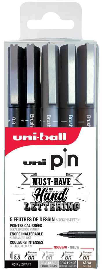 uni-ball Fineliner PIN ASP012, 5er Set von uni-ball