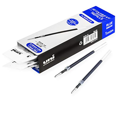 uni-ball Jetstream SXN-210 Ersatzminen für einziehbare Stifte, 1,0 mm Spitze, Gel-Tinte, blaue Tinte, 12 Stück von uni-ball
