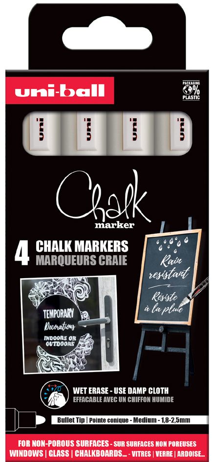 uni-ball Kreidemarker Chalk marker PWE5M/4 PF, 4er Etui von uni-ball
