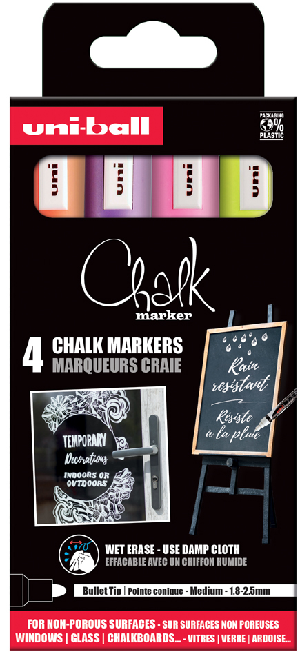 uni-ball Kreidemarker Chalk marker PWE5M/4 PF, 4er Etui von uni-ball