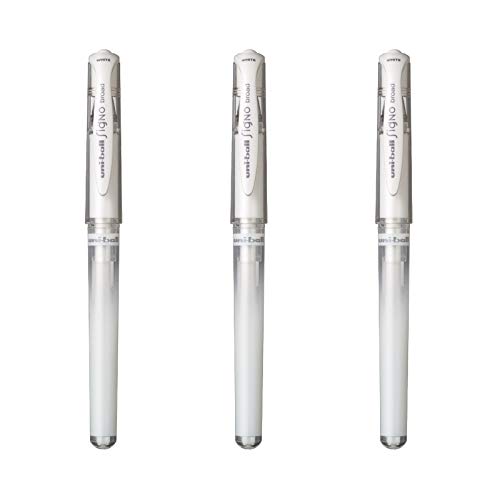 uni-ball Mitsubishi Pencil – 3 Tintenroller, Gel-Tintenroller, Signo Broad, Weiß – Spitze 1 mm – Schreiben breit – Kreative Tintenroller für Karten und kreative Hobbys von uni-ball