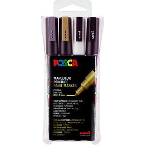 uni-ball POSCA PC-3M Metallic Acrylstift farbsortiert 0,9 - 1,3 mm, 4 St. von uni-ball