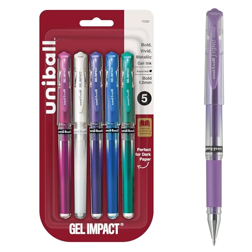 uni-ball Signo Gel Impact Pens, Bold Point (1.0mm), Assorted Metallic, 5 Count von Uni-Ball