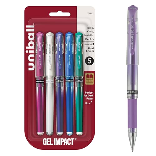 uni-ball Signo Gel Impact Pens, Bold Point (1.0mm), Assorted Metallic, 5 Count von uni-ball