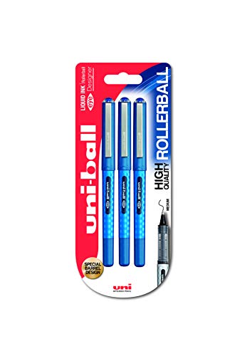 uni-ball UB-157D Eye Designer, feine Tintenroller, blaue Uni Super-Tinte, 0,7-mm-Spitze, 3er-Packung von Uni-Ball
