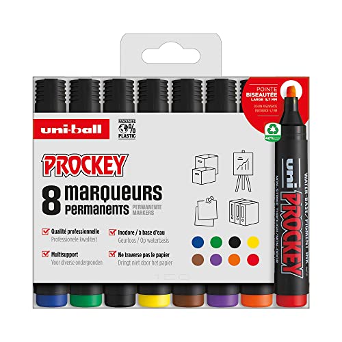 Uni-Ball Uni Prockey Uni Mitsubishi Pencil – Permanentmarker geruchslos PM126 – Multihalter, Wasserbasis, geruchsneutral – abgeschrägte Spitze 5,7 mm – Null-Verpackung aus Kunststoff – 8 Farben Uni-Ball Uni Prockey Uni Mitsubishi Pencil – Permanentmarker geruchslos PM126 – Multihalter, Wasserbasis, geruchsneutral – abgeschrägte Spitze 5,7 mm – Null-Verpackung aus Kunststoff – 8 Farben von Uni-Ball