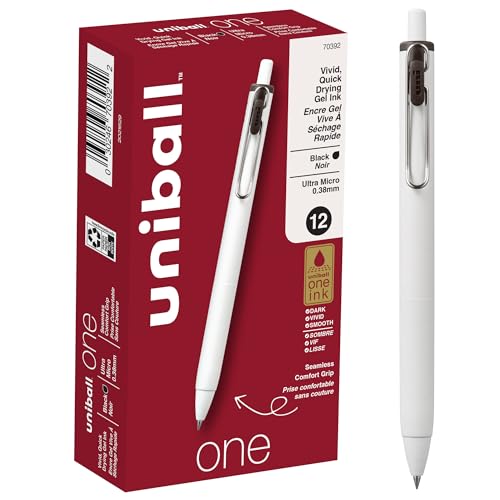 uni-ball one Retractable Gel Pens, Ultra Micro Point (0.38mm), Black Ink, 12 Count von Uni-Ball