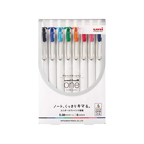 uni Ball One UMNS388C Gel-Tinte, 0,38 mm, 8 Farben von uni