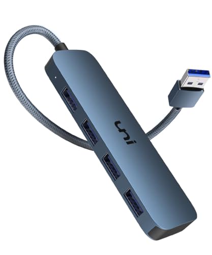 uni USB 3.0 Hub, Ultra Slim 4 Port USB 3.0 Daten-Hub-Adapter für Tastatur, Maus, PC, MacBook Air, Mac Pro/Mini, iMac, Surface Pro, XPS, Xbox One, Flash-Laufwerk, Mobile HDD usw. - blau von uni