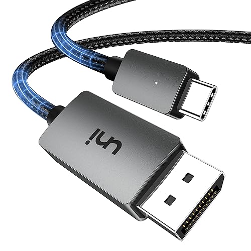 uni USB C Displayport 1.4 Kabel [8K@60Hz,4K@144Hz, 2K@240Hz, 5K@120Hz, 32.4Gbps] Thunderbolt 3/4 auf DP Kabel mit HDR, HBR3, MST, Freesync. Für iPhone 15 Serie, Macbook Pro/Air, iPad Pro, iMac usw. von uni