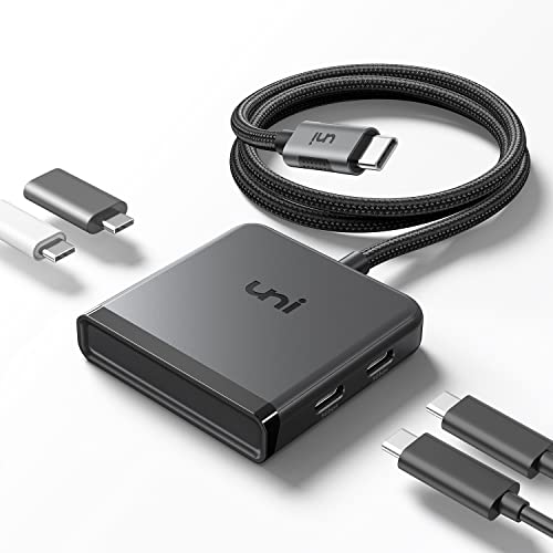 uni USB C Hub 4 Ports, USB C auf USB C Adapter mit 60cm Flexibles Nylonkabel, 5Gbps Multiport Datenhub für MacBook Pro/Air, iMac, iPad Pro, Dell, HP, Chromebook, Galaxy S23, iPhone 15 Serie usw. von uni
