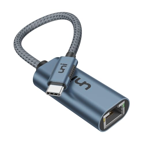 uni USB C auf Ethernet Adapter, USB C auf RJ45 Gigabit Ethernet LAN Netzwerkadapter, kompatibel mit iPad Pro/Air, MacBook Pro/MacBook Air, Galaxy S23/S20, Surface Book, Dell XPS usw.- blau von uni