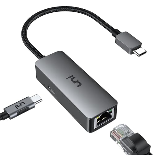 uni USB-C auf Ethernet Adapter 100W PD, 1Gbps Gigabit RJ45 LAN Netzwerkadapter mit Stromversorgung -Kompatibel mit Laptop, MacBook Pro/Air, Dell XPS, iPad Pro von uni