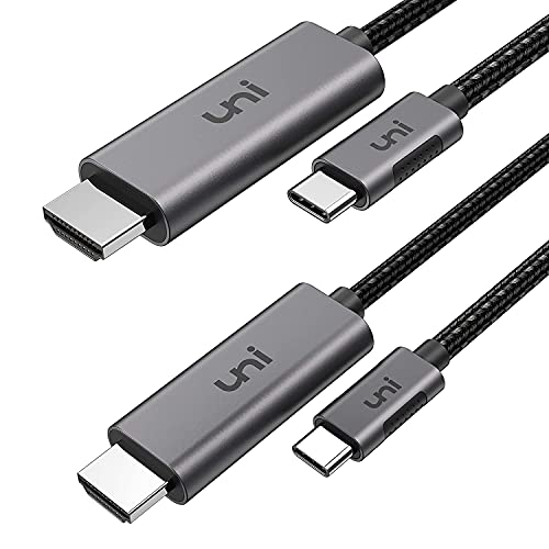 uni USB C auf HDMI Kabel 1,8m [4K@60Hz],Thunderbolt 3/4 kompatibel, Typ-C zu HDMI für iPhone 15 Pro/Pro Max, MacBook iPad Pro/Air, iMac, Surface Book 2, Samsung S23, Pixelbook usw. - 2Pcs von uni