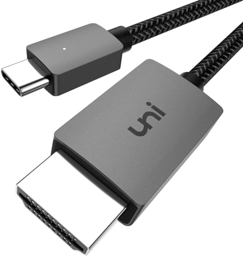 uni USB-C-auf-HDMI-Kabel 4K UHD (Thunderbolt 4/3) Typ C auf HDMI für Heimkino/Arbeit [geflochten, durable] für iPhone 15 Pro, MacBook Air/Pro, iPad Pro, Samsung S23/S10, Chromebook, TV usw. von uni