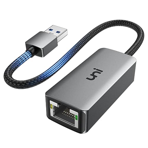 uni USB Ethernet Adapter 3.0 1000Mbps LAN Adapter, USB RJ45 Adapter aus Aluminium und Nylon, treiberfreier Netzwerkadapter für MacBook, Mi Box, Surface, PC, Laptop mit macOS, Win 11/10/ 8.1/8, Linux von uni