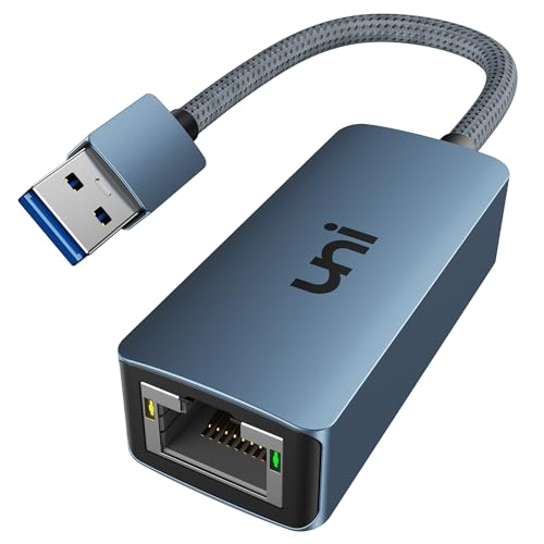 uni USB Ethernet Adapter 3.0 LAN Adapter Blau, USB rj45 Adapter 1000Mbps aus Aluminium und Nylon, Netzwerkadapter für MacBook, Mi Box, Surface, PC, Laptop mit macOS, Win 11/10/ 8.1/8, Linux von uni
